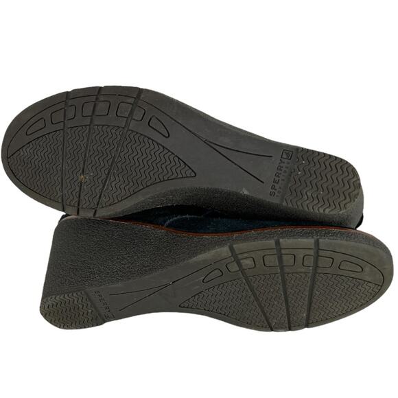 Sperry Top Sider Harlow Navy Suede Lace-up Wedge Bootie Size 8 - Picture 2 of 7